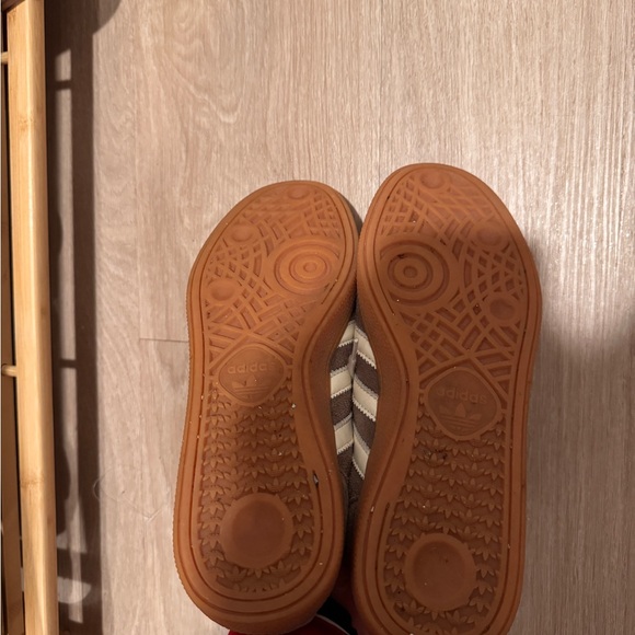 Adidas Spezials Taupe Suede Sneakers with Cream Stripes - Picture 3 of 3